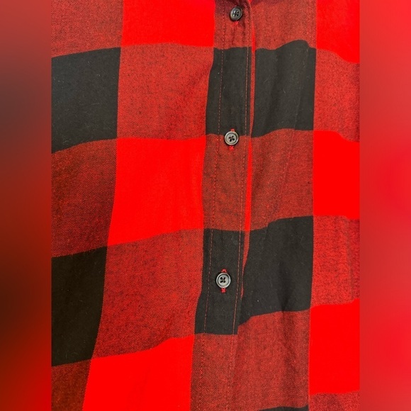 Old Navy The Classic Shirt Button Up Buffalo Plaid Black and Red Mens Size L - Picture 9 of 12